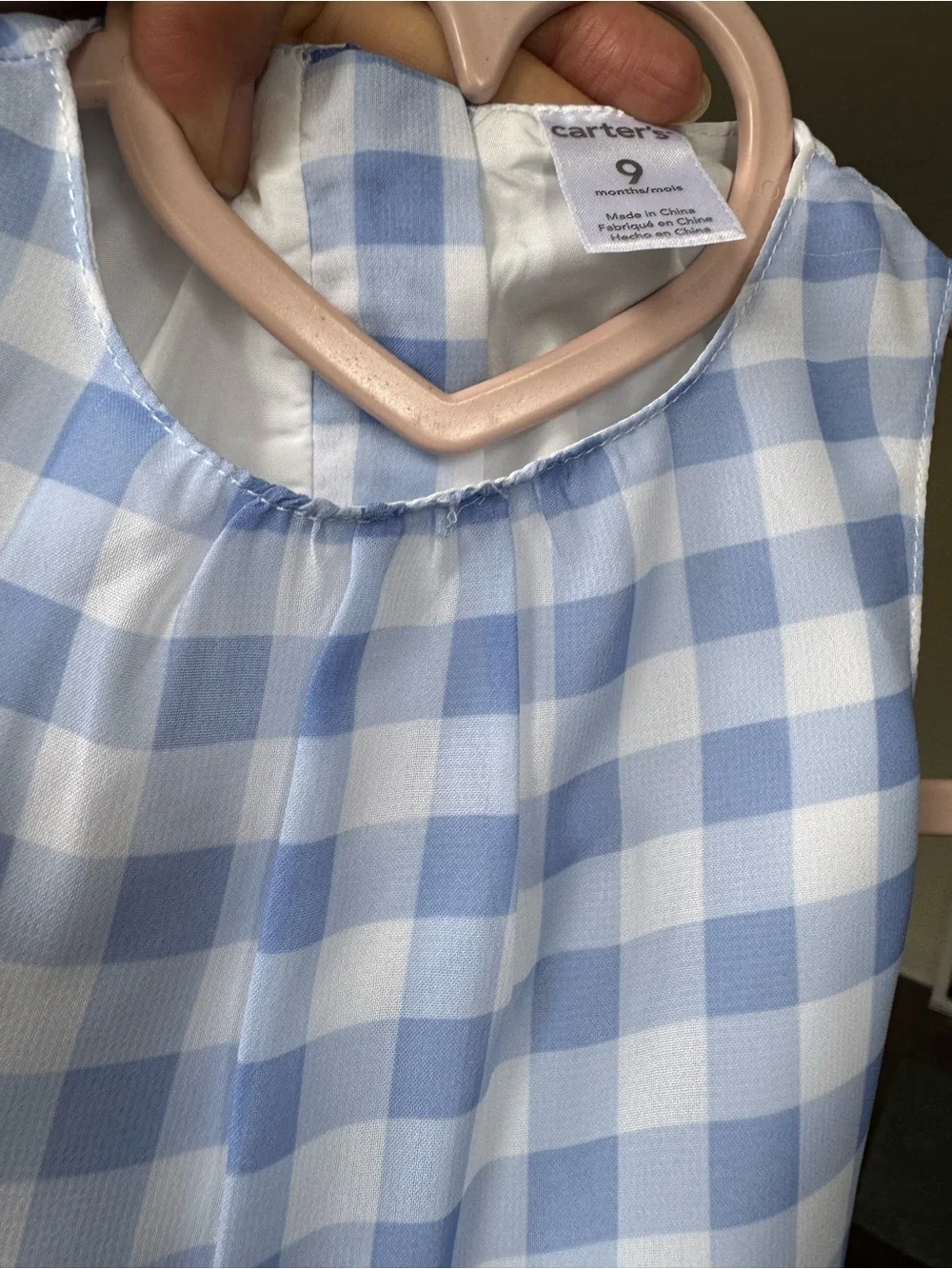 Carter's Blue and White Gingham Sleeveless Party Dress